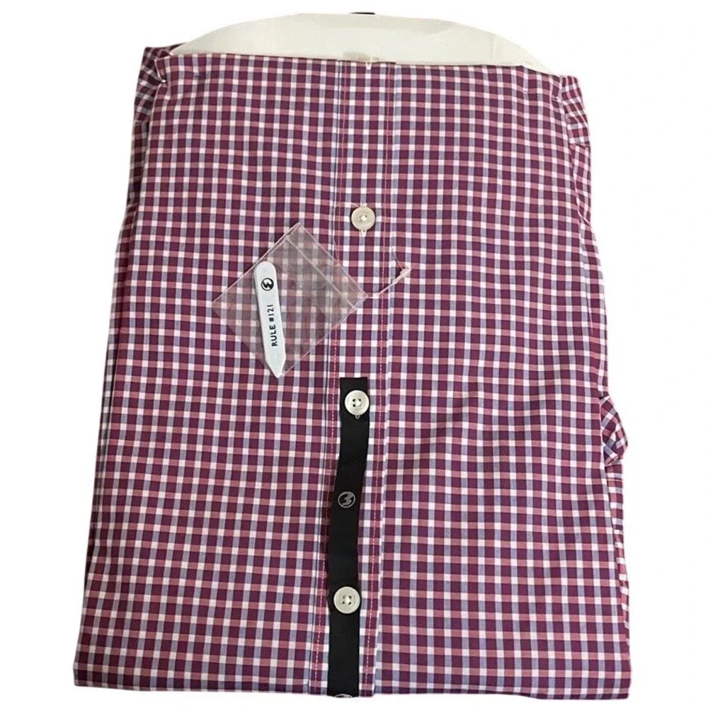 Esquire Slim Fit Non Iron Dress Shirt‎ Mens 19 34/35 Red Blue Gingham Checkered